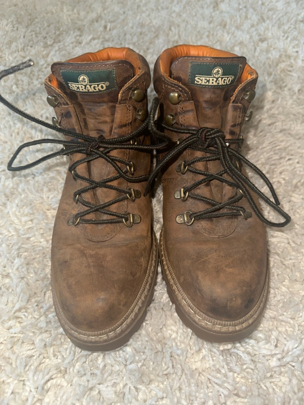 Sebago Brown Real Genuine Craftsmanship Leather Lace-Up Women’s Men's Boots 10